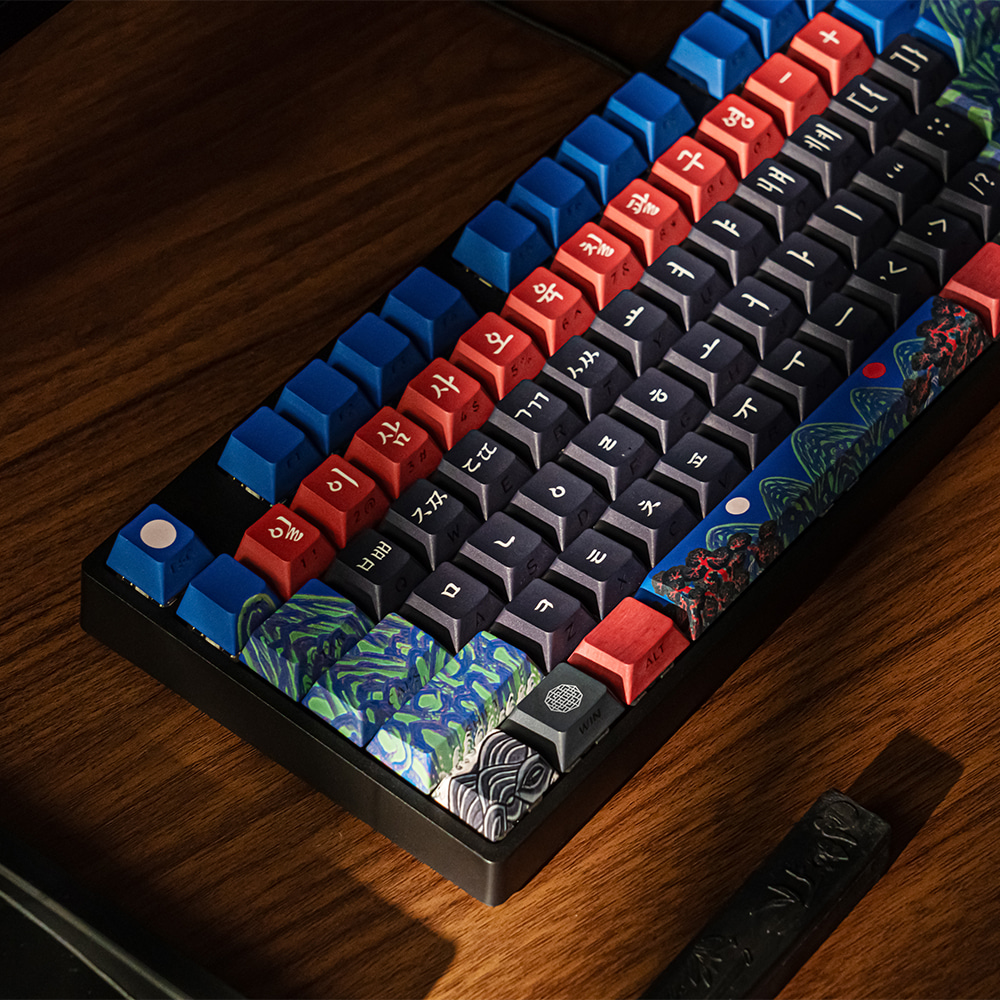 에이투 타음 일월오봉도 케이 에디션 디자인 브랜드 LED 단청 기계식 사무용 유선 키보드 저소음 적축